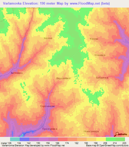 Varlamovka,Ukraine Elevation Map