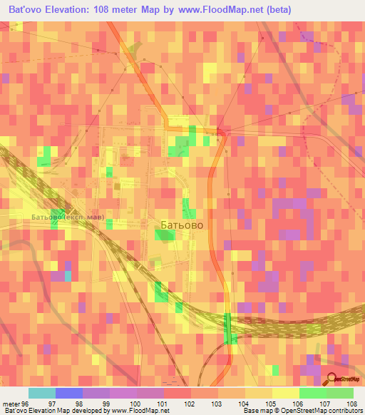 Bat'ovo,Ukraine Elevation Map