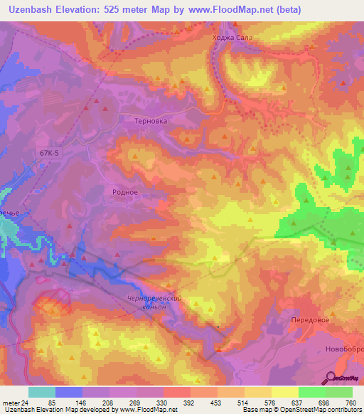 Uzenbash,Ukraine Elevation Map