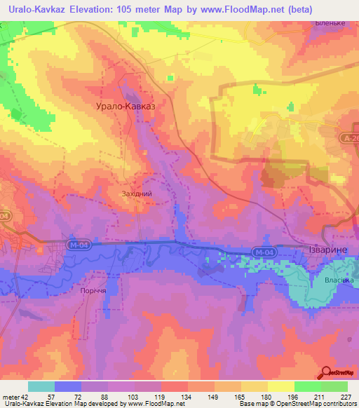 Uralo-Kavkaz,Ukraine Elevation Map
