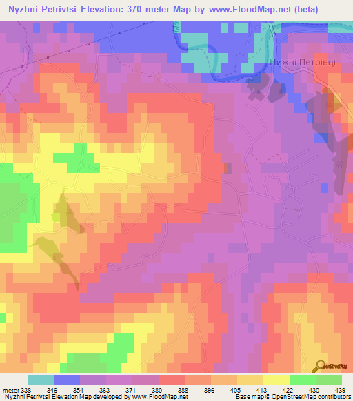 Nyzhni Petrivtsi,Ukraine Elevation Map