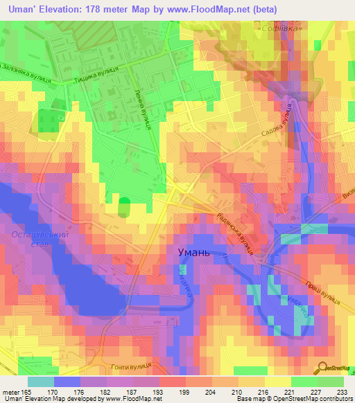 Uman',Ukraine Elevation Map