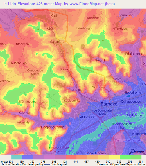 Ie Lido,Mali Elevation Map