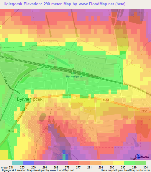 Uglegorsk,Ukraine Elevation Map