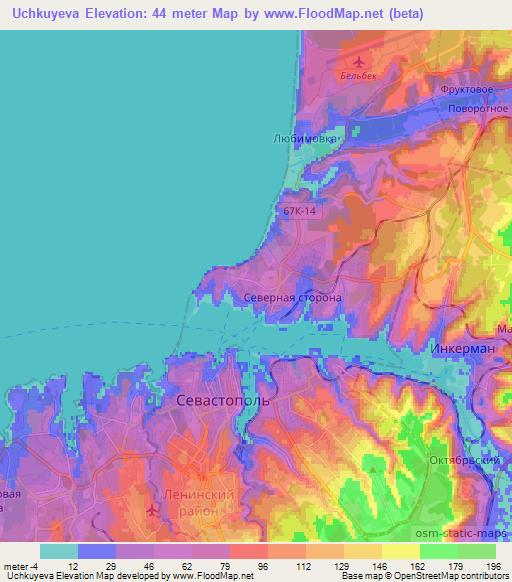 Uchkuyeva,Ukraine Elevation Map