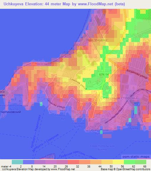 Uchkuyeva,Ukraine Elevation Map