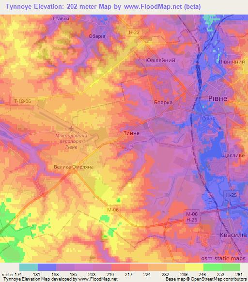 Tynnoye,Ukraine Elevation Map