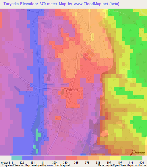 Turyatka,Ukraine Elevation Map
