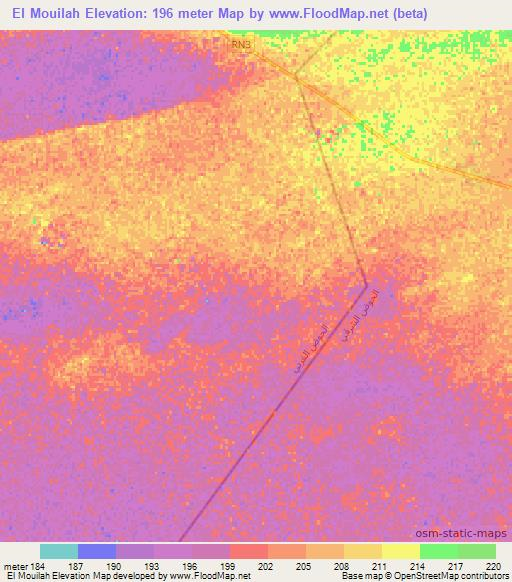 El Mouilah,Mauritania Elevation Map