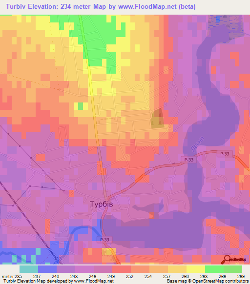 Turbiv,Ukraine Elevation Map