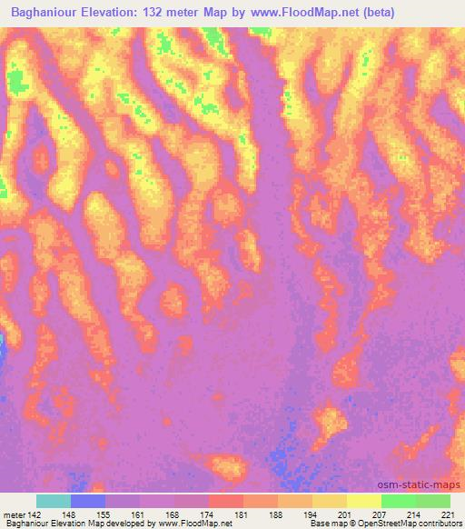 Baghaniour,Mauritania Elevation Map
