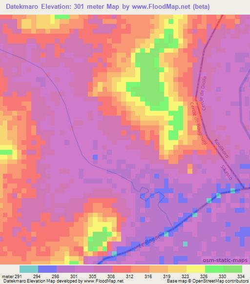 Datekmaro,Mali Elevation Map