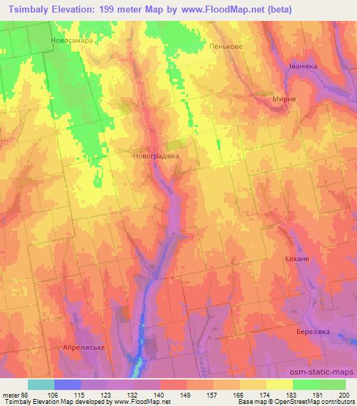 Tsimbaly,Ukraine Elevation Map