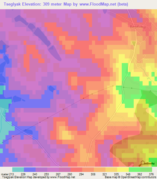 Tseglyak,Ukraine Elevation Map