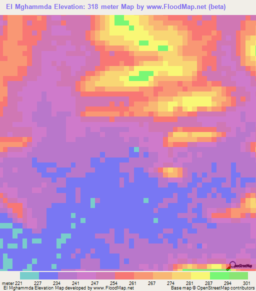El Mghammda,Mauritania Elevation Map