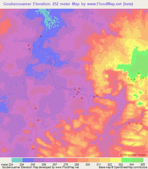 Goubenouamer,Mauritania Elevation Map