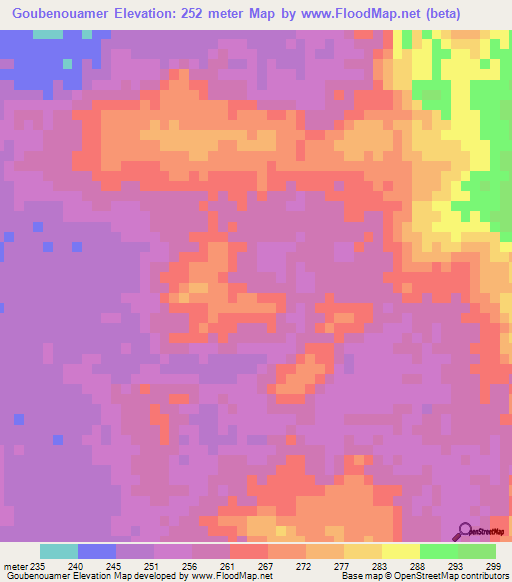Goubenouamer,Mauritania Elevation Map