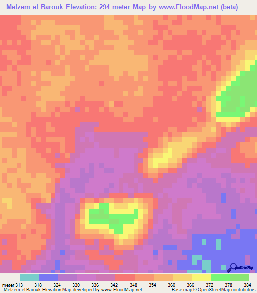 Melzem el Barouk,Mauritania Elevation Map