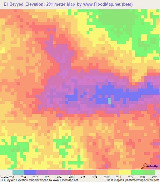 El Beyyed,Mauritania Elevation Map