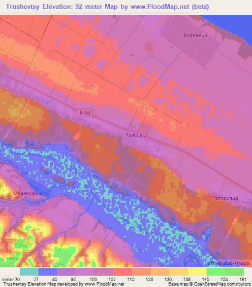 Trushevtsy,Ukraine Elevation Map