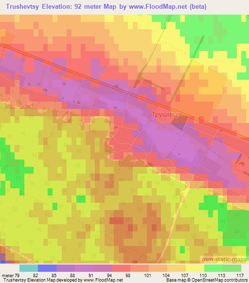 Trushevtsy,Ukraine Elevation Map