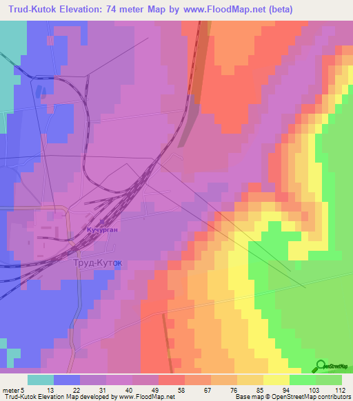 Trud-Kutok,Ukraine Elevation Map
