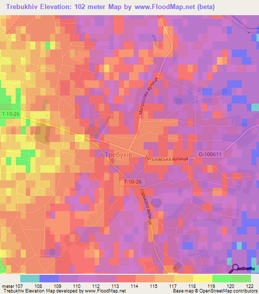 Trebukhiv,Ukraine Elevation Map