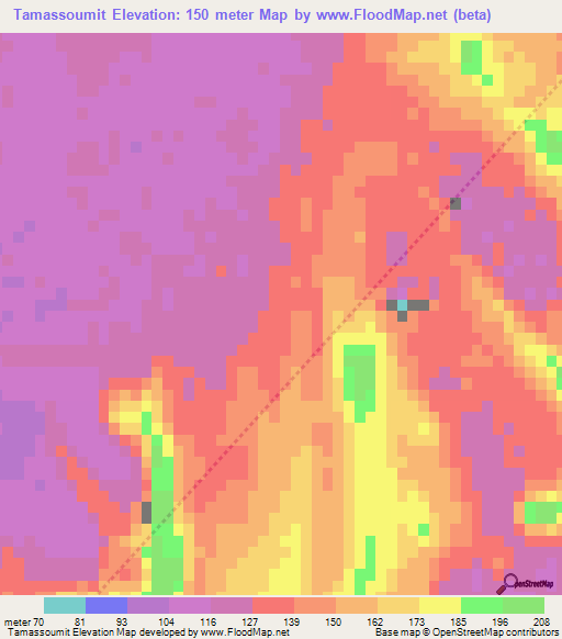 Tamassoumit,Mauritania Elevation Map