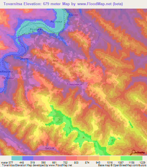 Tovarnitsa,Ukraine Elevation Map