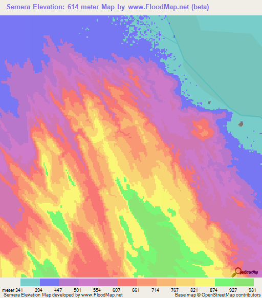 Semera,Ethiopia Elevation Map