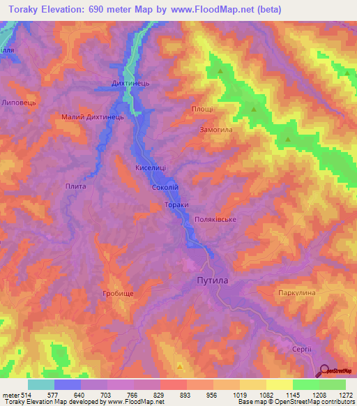 Toraky,Ukraine Elevation Map