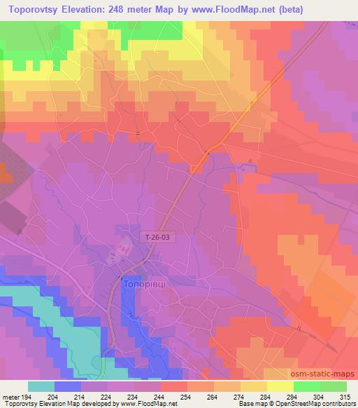 Toporovtsy,Ukraine Elevation Map
