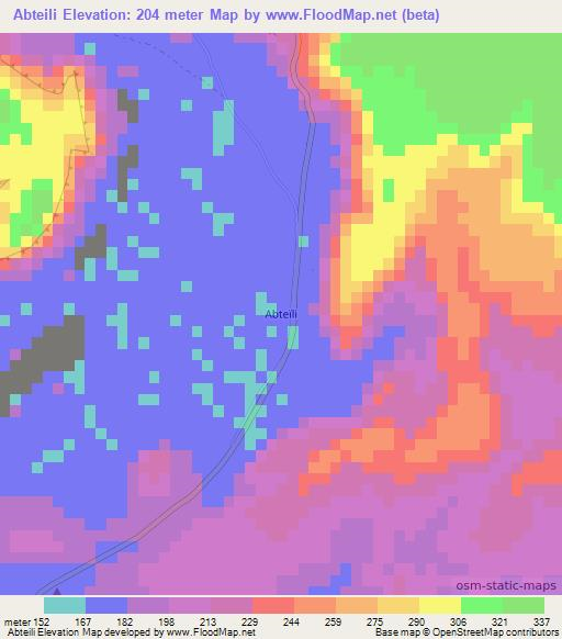 Abteili,Mauritania Elevation Map