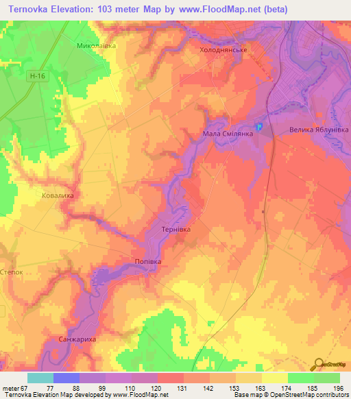 Ternovka,Ukraine Elevation Map