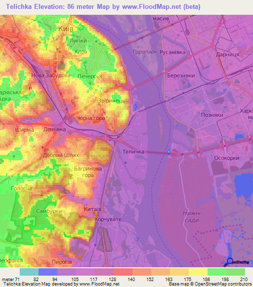 Telichka,Ukraine Elevation Map