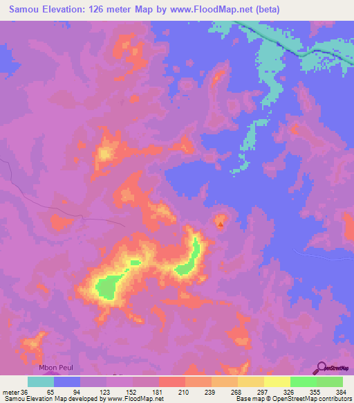 Elevation of Samou,Senegal Elevation Map, Topography, Contour