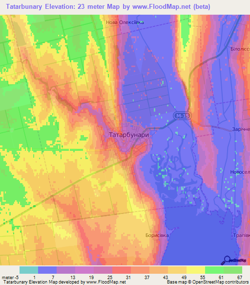Tatarbunary,Ukraine Elevation Map