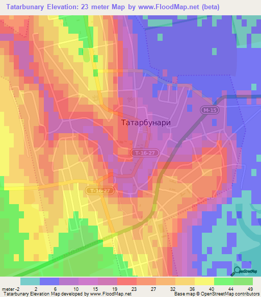 Tatarbunary,Ukraine Elevation Map