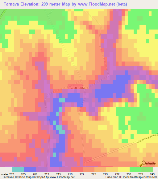 Tarnava,Ukraine Elevation Map