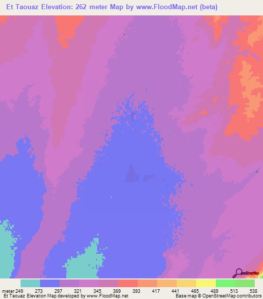 Et Taouaz,Mauritania Elevation Map