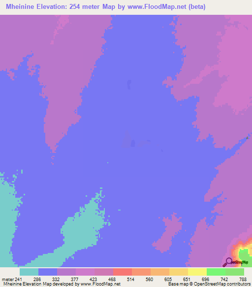 Mheinine,Mauritania Elevation Map