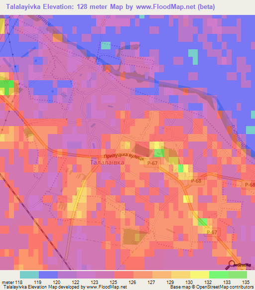 Talalayivka,Ukraine Elevation Map