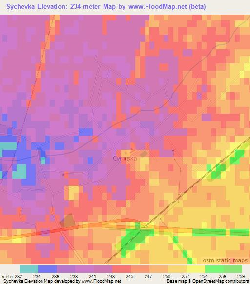 Sychevka,Ukraine Elevation Map