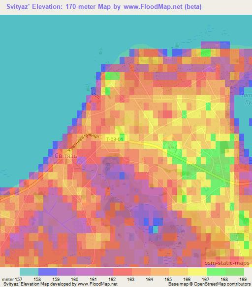 Svityaz',Ukraine Elevation Map