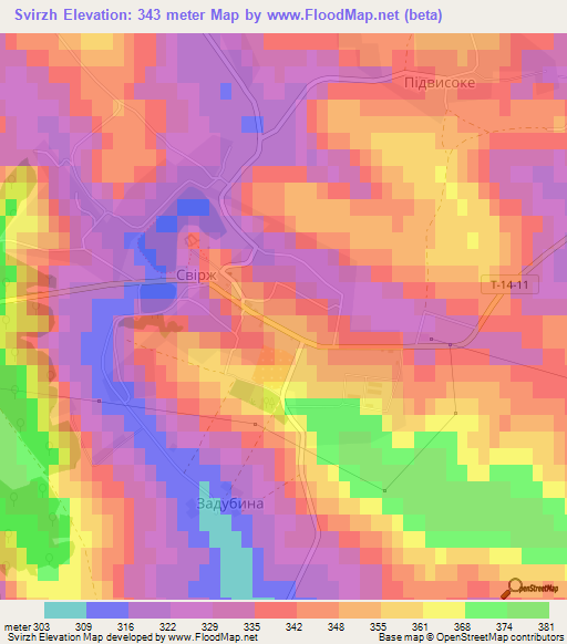 Svirzh,Ukraine Elevation Map