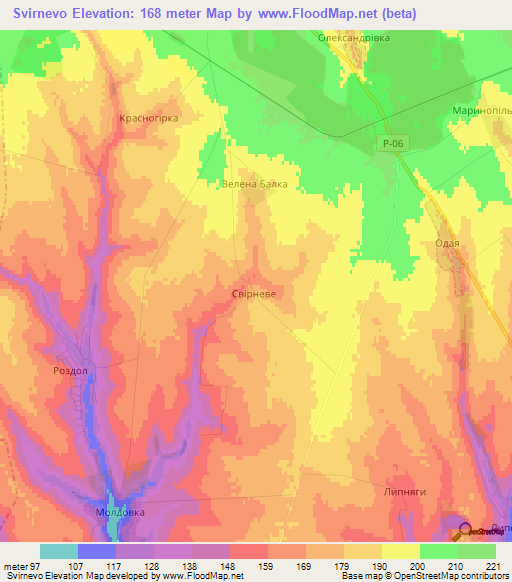 Svirnevo,Ukraine Elevation Map