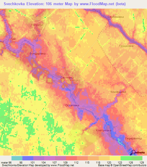 Svechkovka,Ukraine Elevation Map