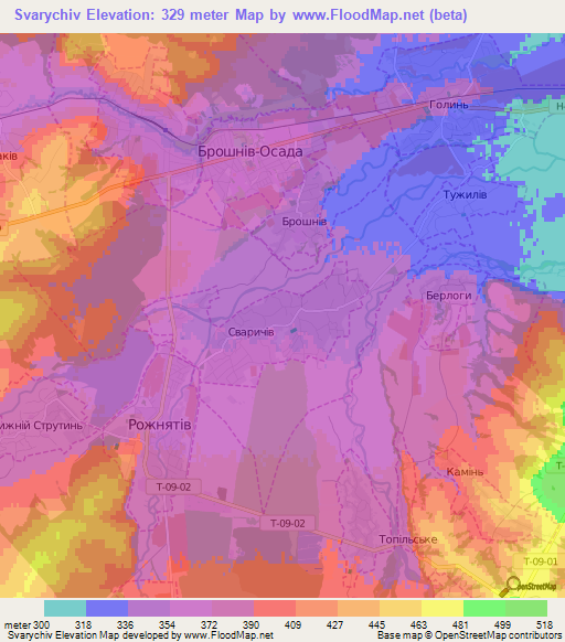 Svarychiv,Ukraine Elevation Map