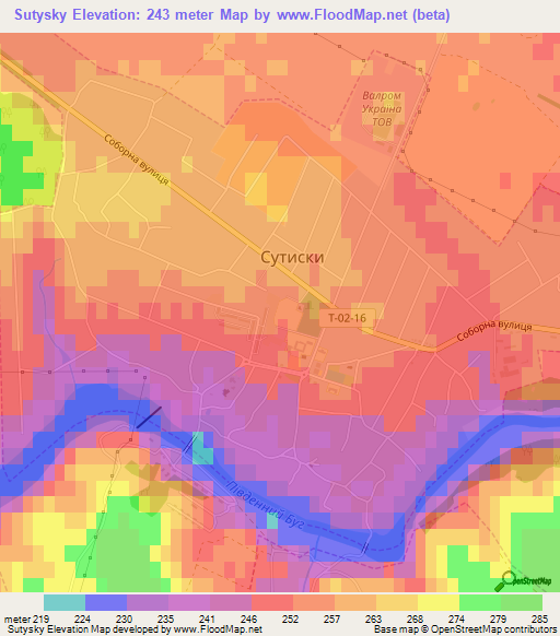 Sutysky,Ukraine Elevation Map