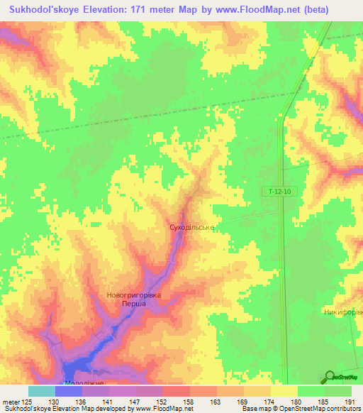 Sukhodol'skoye,Ukraine Elevation Map